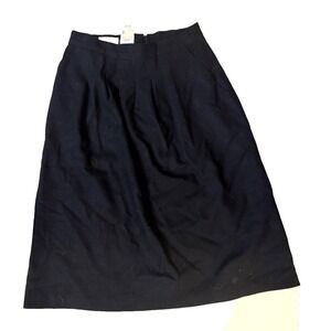 Vintage 70s Panther Skirt Womens MED Black 100% Wool Pleated Midi ALine Made USA